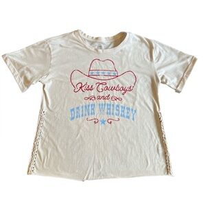 Cato‎ “Kiss Cowboys and Drink Whiskey” Graphic Tee – Size Medium